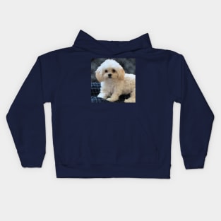 Maltipoo Love. Beautiful little dog with long silky white hair. Kids Hoodie